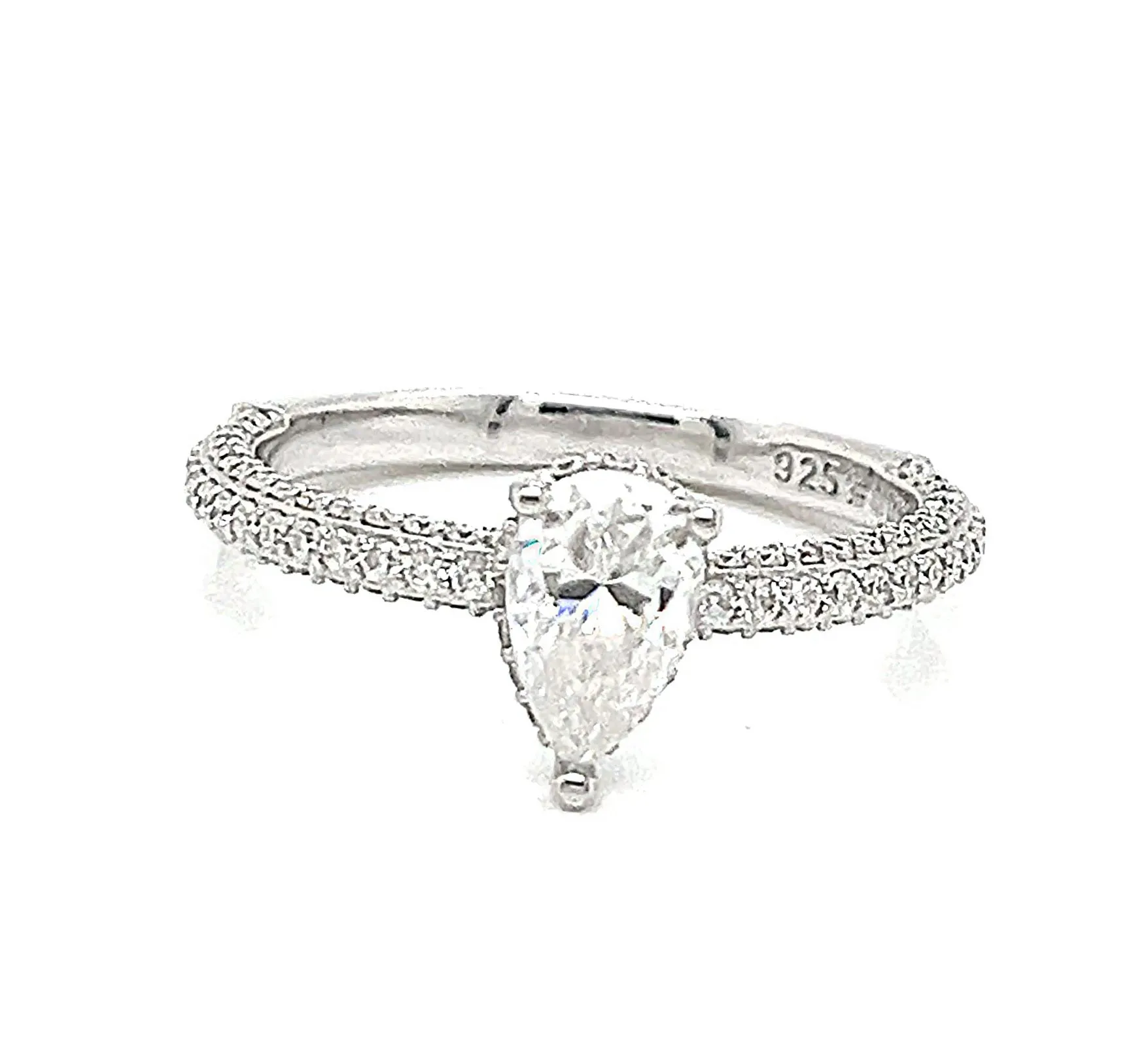 Engagement DropPear Shaped Cubic Zirconia 925 Silver Ring - C100159