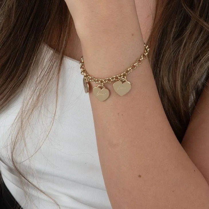 Engraved Hearts Charm Bracelet