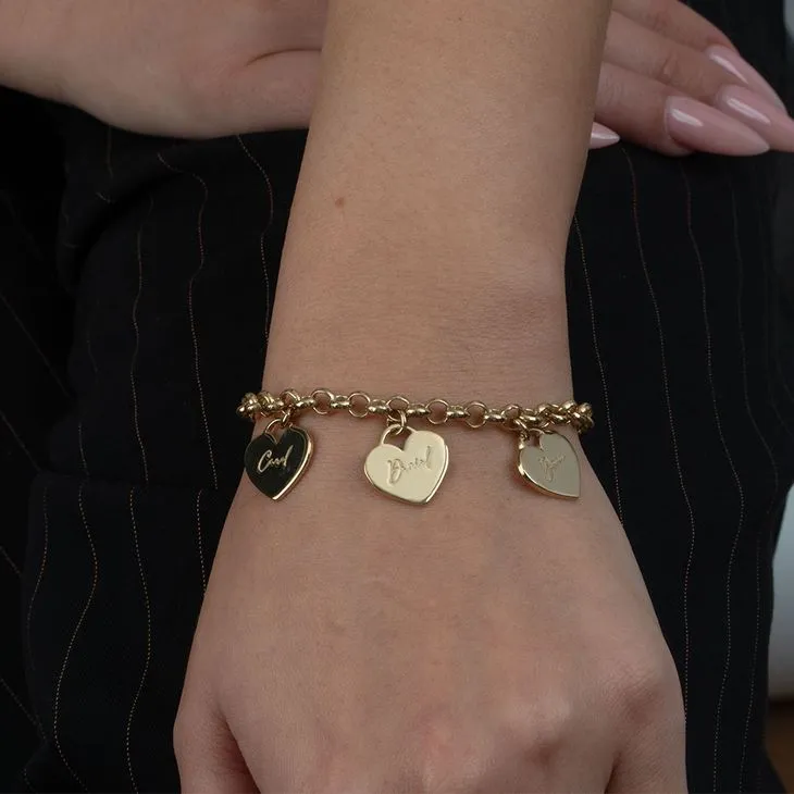Engraved Hearts Charm Bracelet