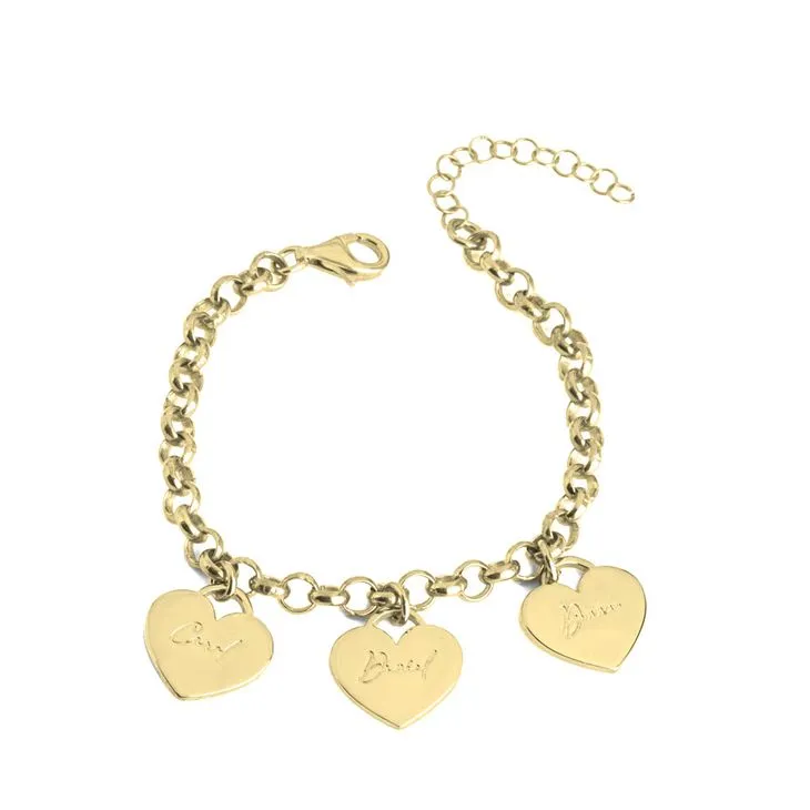 Engraved Hearts Charm Bracelet