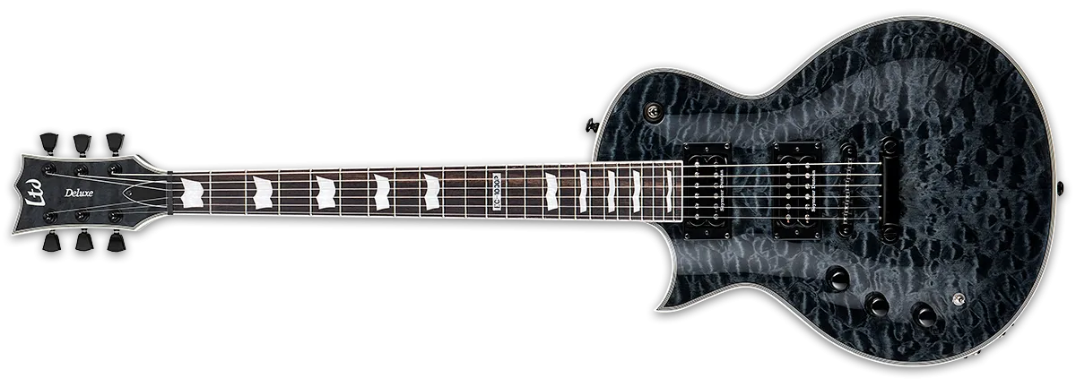 ESP LTD EC-1000 PIEZO QUILTED MAPLE TOP LEFT-HANDED IN SEE THRU BLACK