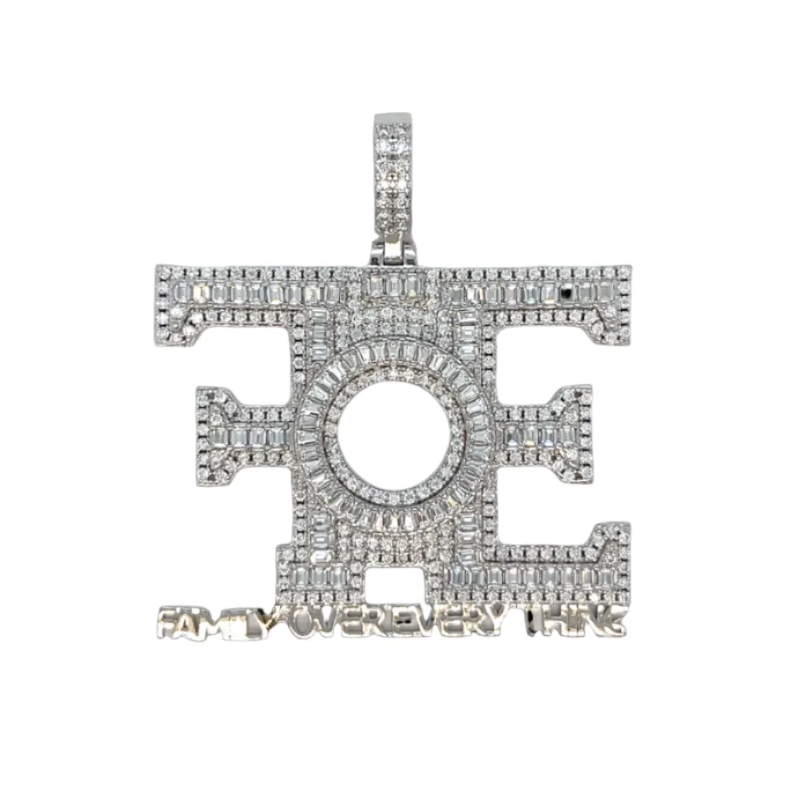 Family over Everything Lab-Created Moissanite Sterling Silver Charm Pendant - M416289