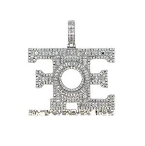 Family over Everything Lab-Created Moissanite Sterling Silver Charm Pendant - M416289