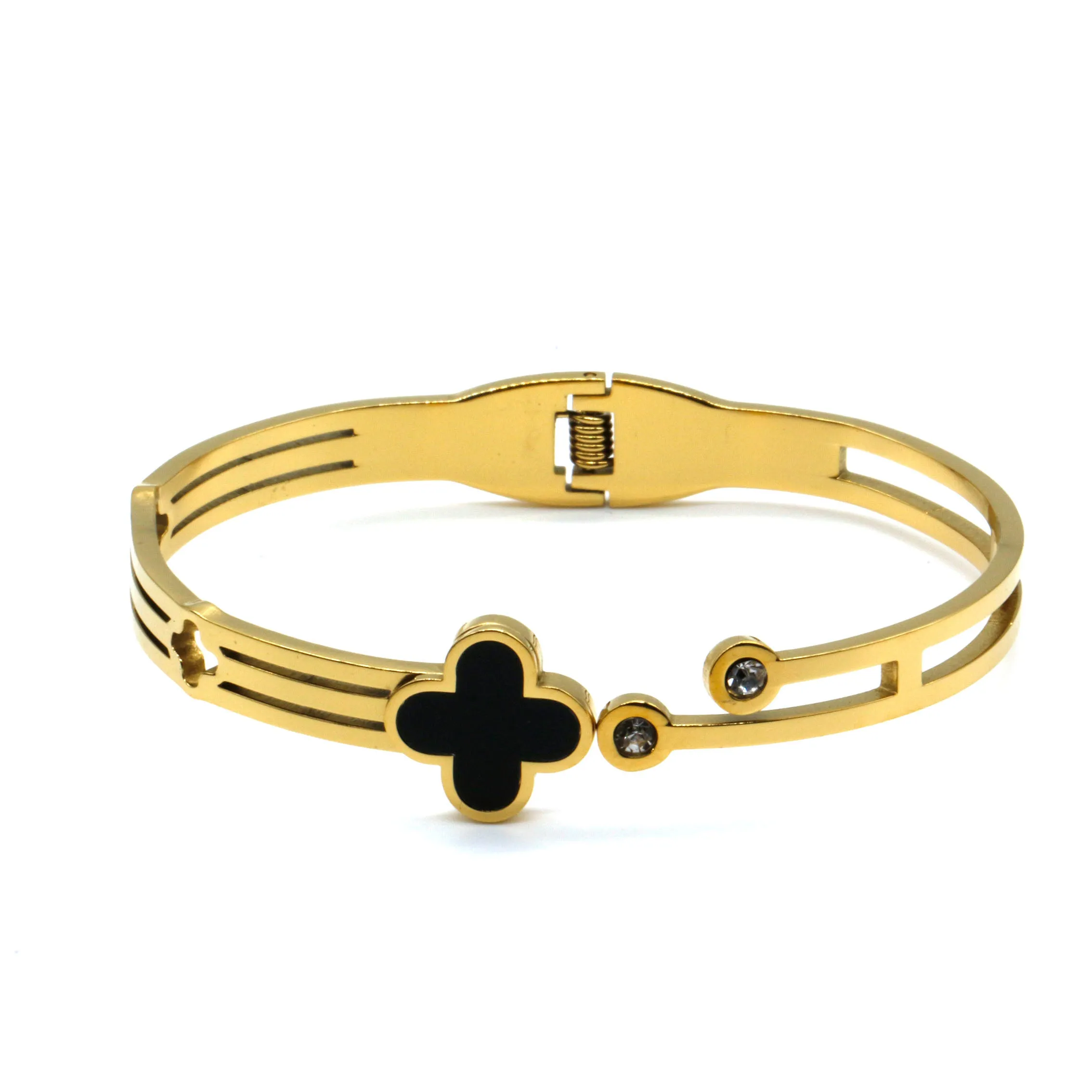 Four Leaf Clover Stainless Steel lucky and stylish Crystal Bracelet for women