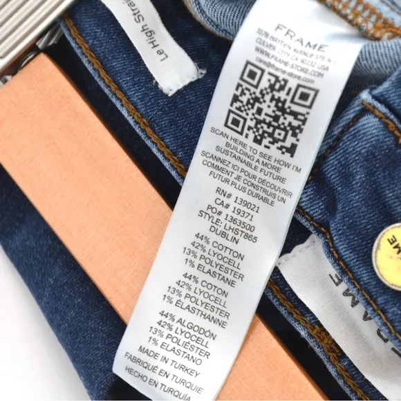 Frame Le High Straight Jeans High Waist in Dublin Dark Wash Blue Women's 26