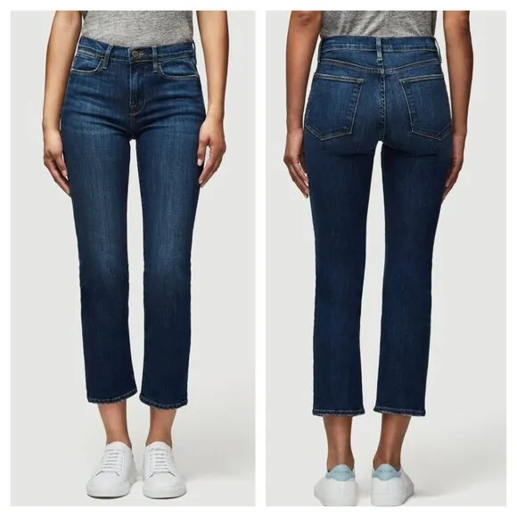 Frame Le High Straight Jeans High Waist in Dublin Dark Wash Blue Women's 26