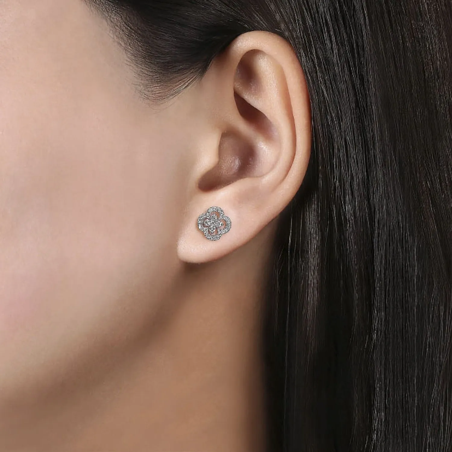 Gabriel & Co. Diamond Pave Clover Earrings