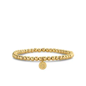 Gold & Diamond Tiny Clover Coin on Gold Beads