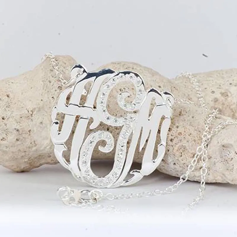 Gold CZ Monogram Necklace