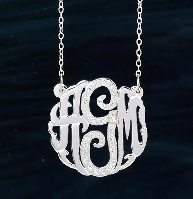 Gold CZ Monogram Necklace