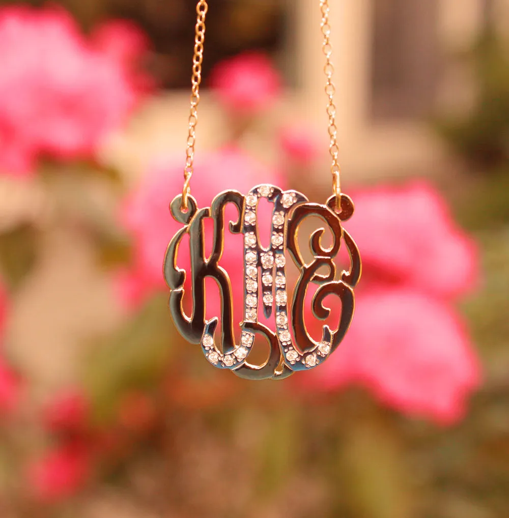 Gold CZ Monogram Necklace