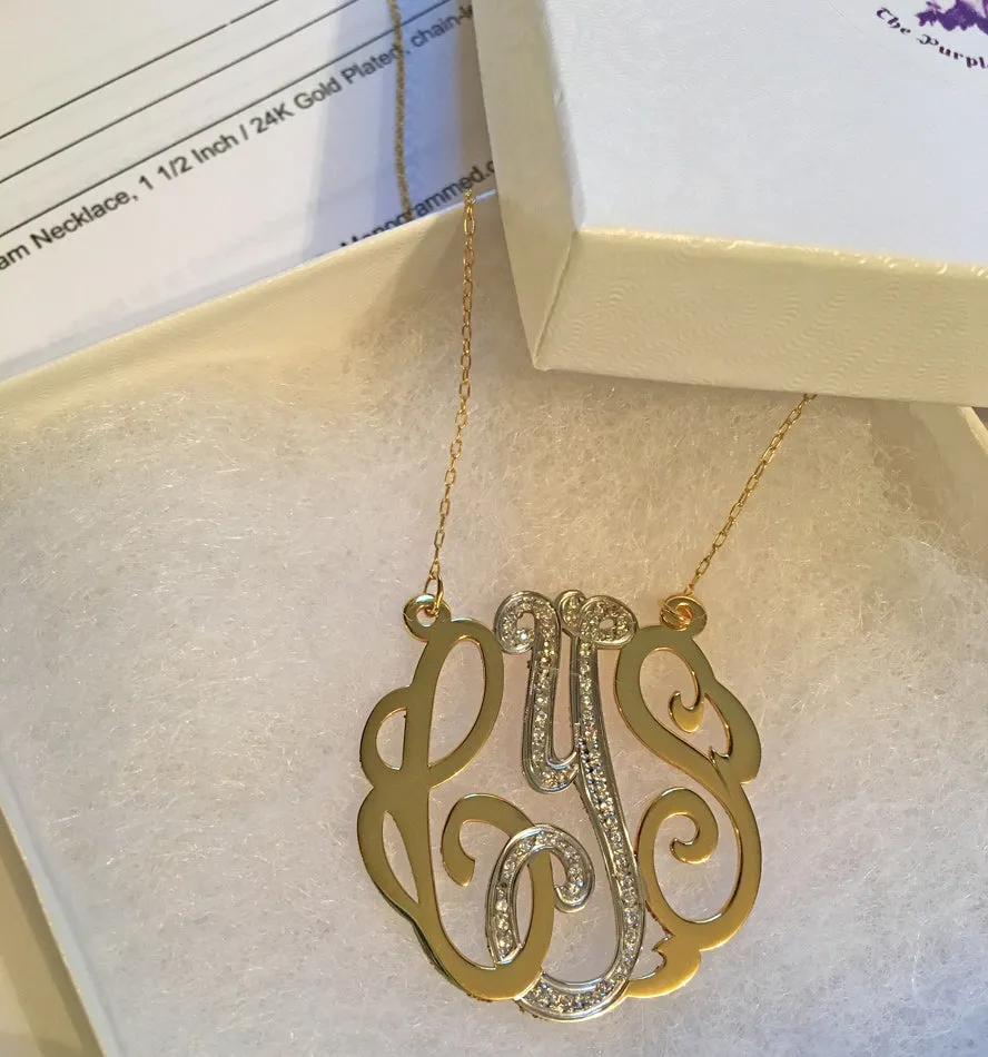 Gold CZ Monogram Necklace