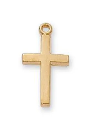 Gold over Sterling Silver Cross 1/2" with Chain