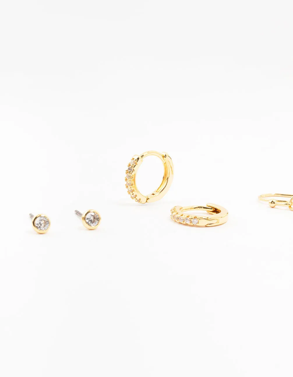 Gold Plated Brass Pearl Stud & Drop Earrings 4-Pack