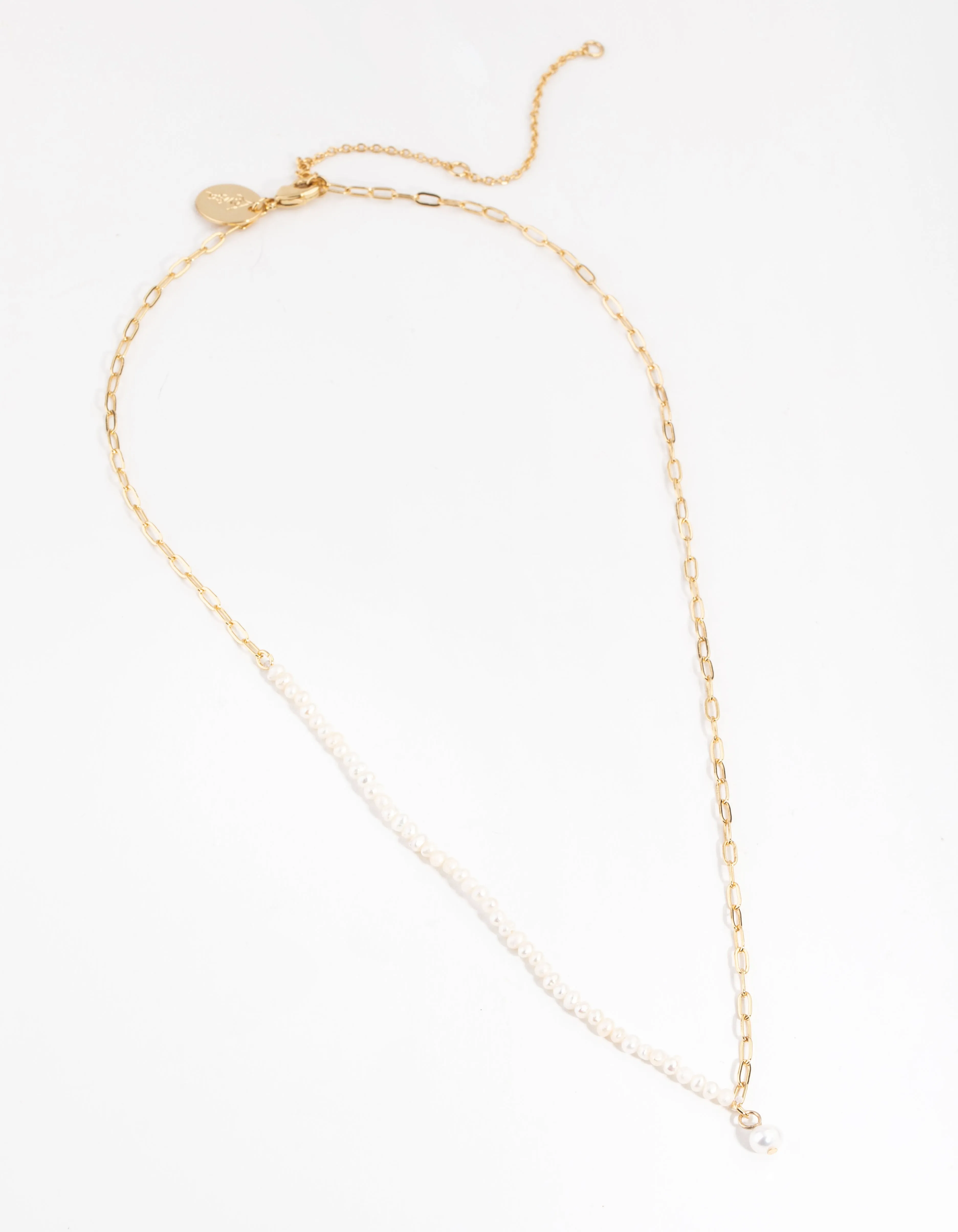 Gold Plated Half Freshwater Pearl Necklace