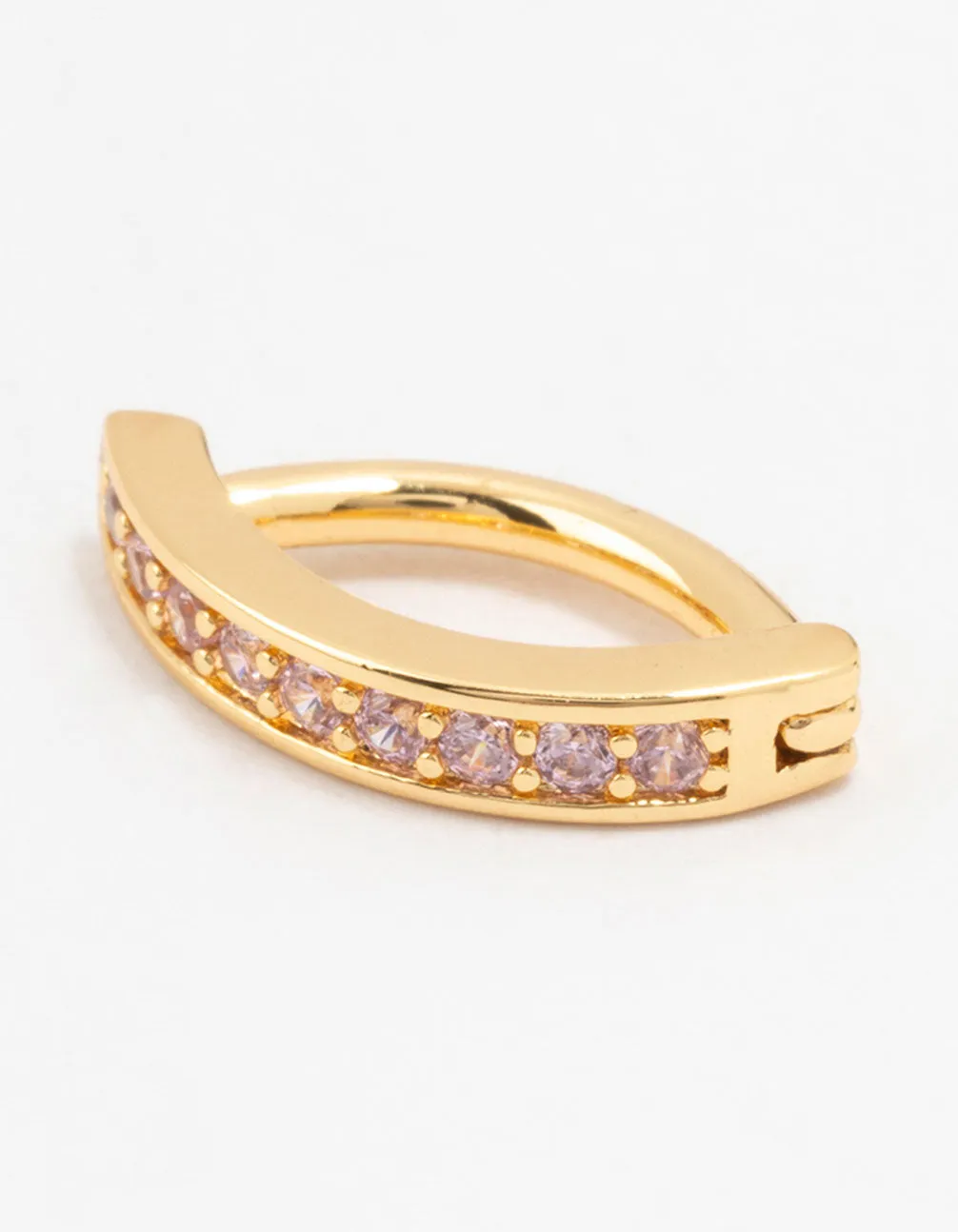Gold Plated Surgical Steel Pink Cubic Zirconia Curved Belly Ring