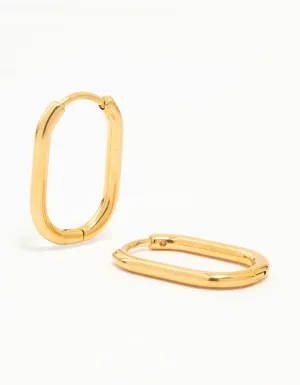 Gold Plated Surgical Steel Rounded Rectangular Hoop Earrings