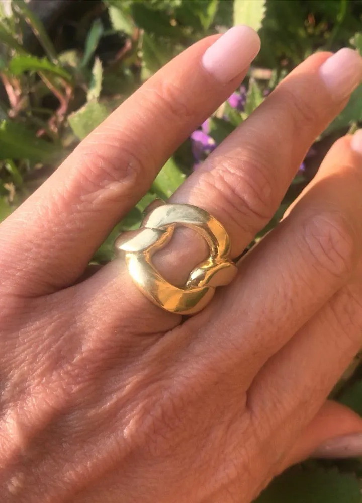 Gourmet solid gold and diamond pave statement ring