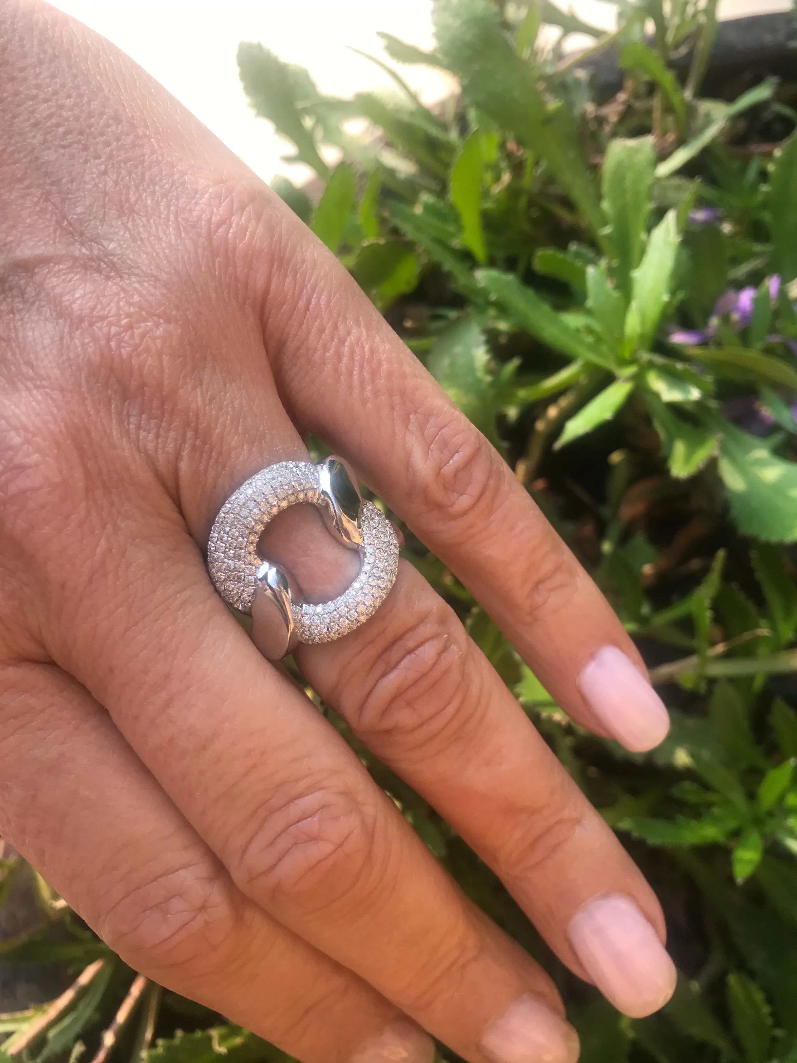 Gourmet solid gold and diamond pave statement ring