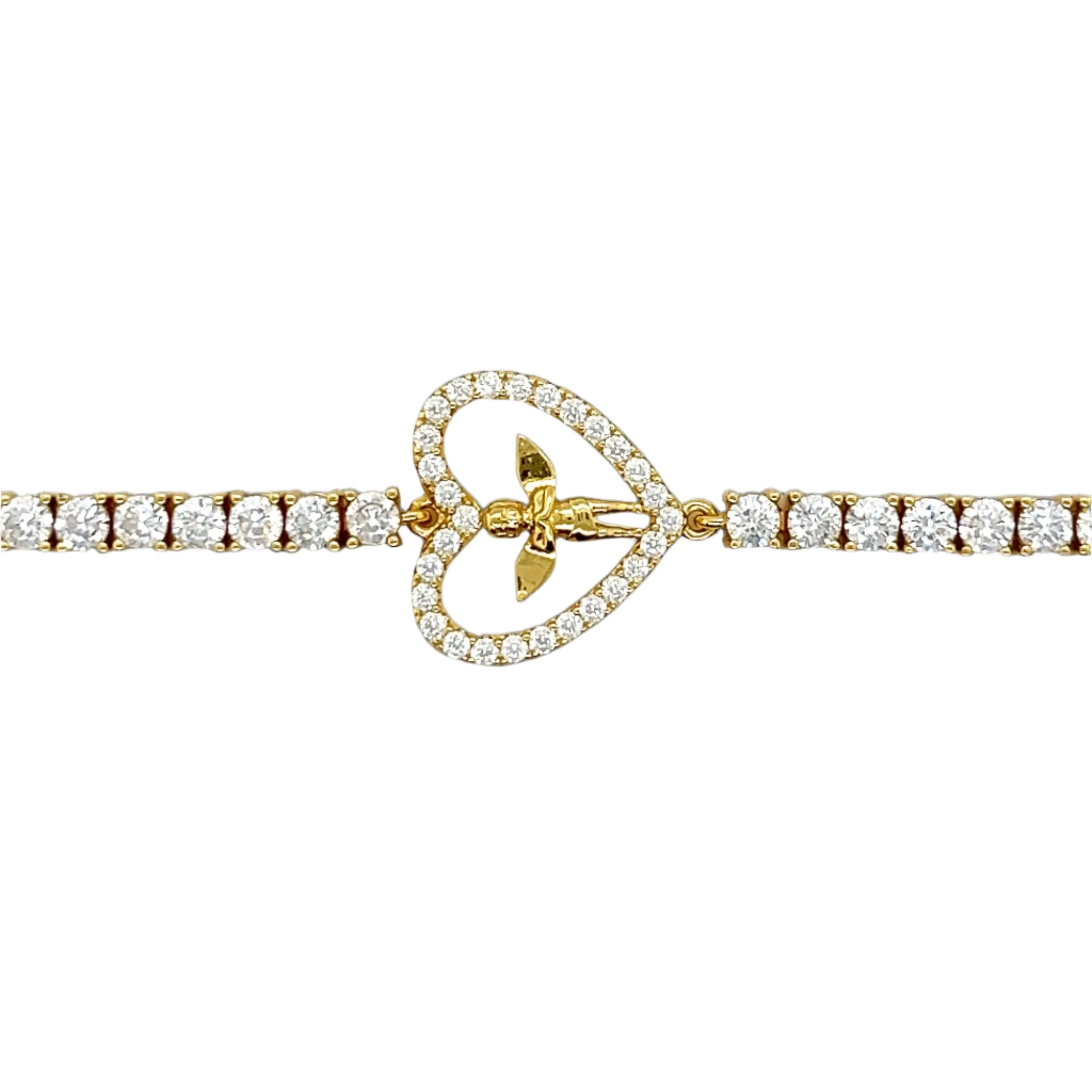 Guardian Angel Heart Sterling Cubic Zirconia Bracelet - C3154089