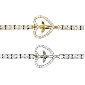 Guardian Angel Heart Sterling Cubic Zirconia Bracelet - C3154089