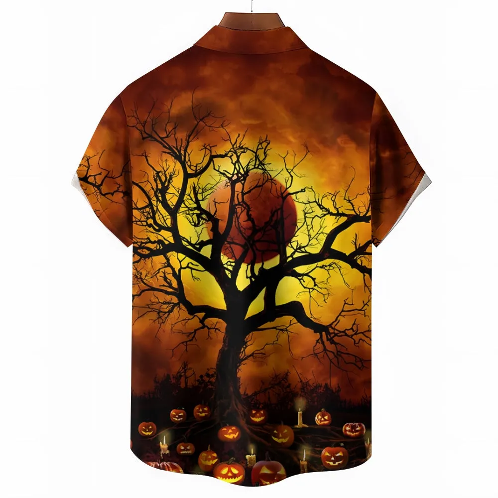 Halloween Ghost Pumpkin Casual Short Sleeve Shirt 2409008965
