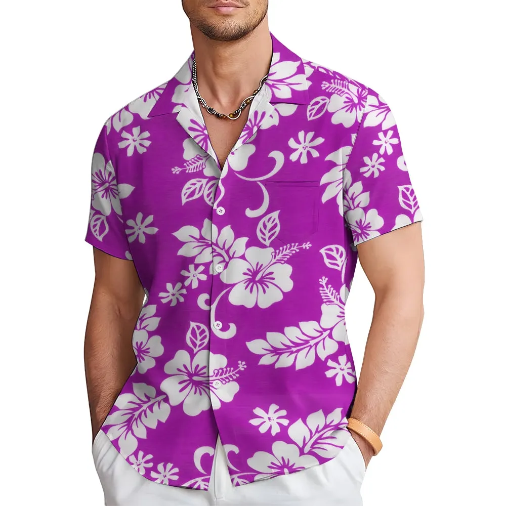 Hawaiian Flower Multicolor Casual Oversized Short Sleeve Shirt 2408000576
