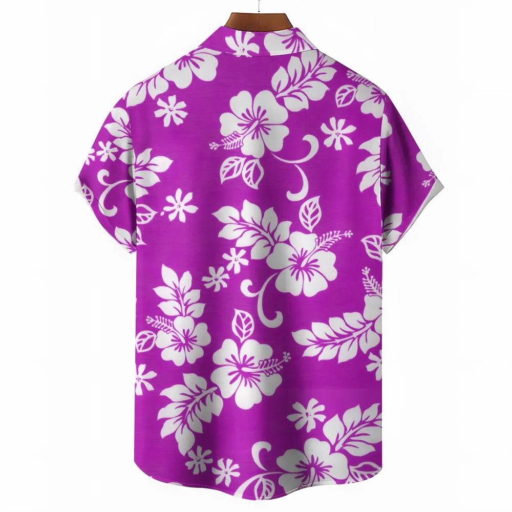 Hawaiian Flower Multicolor Casual Oversized Short Sleeve Shirt 2408000576