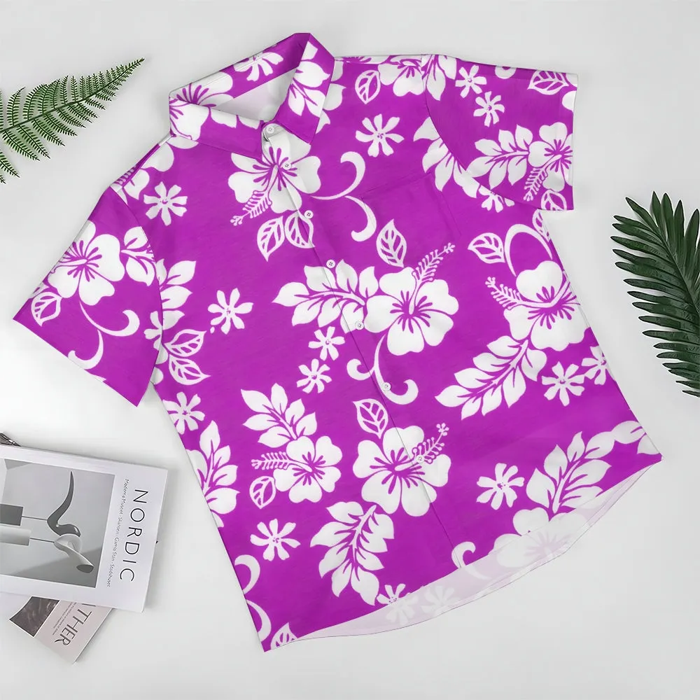 Hawaiian Flower Multicolor Casual Oversized Short Sleeve Shirt 2408000576