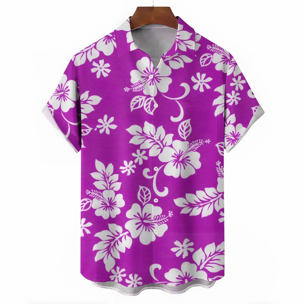 Hawaiian Flower Multicolor Casual Oversized Short Sleeve Shirt 2408000576