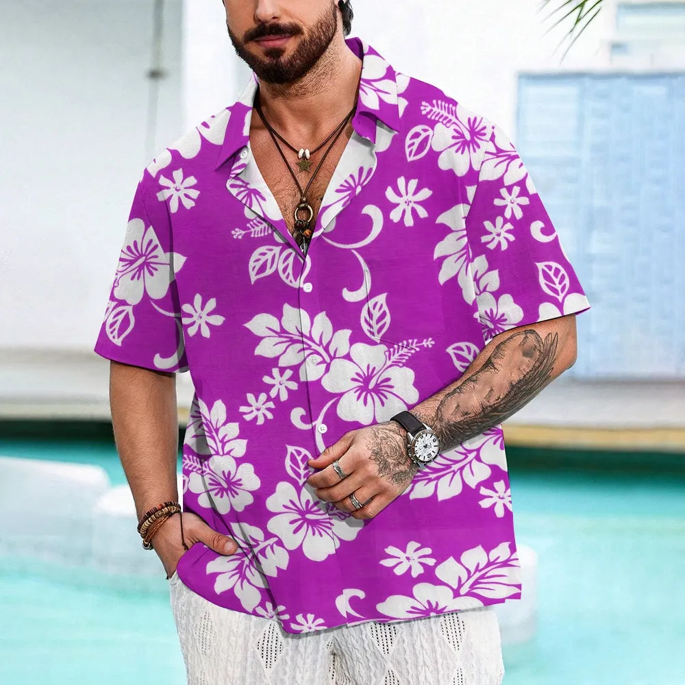Hawaiian Flower Multicolor Casual Oversized Short Sleeve Shirt 2408000576