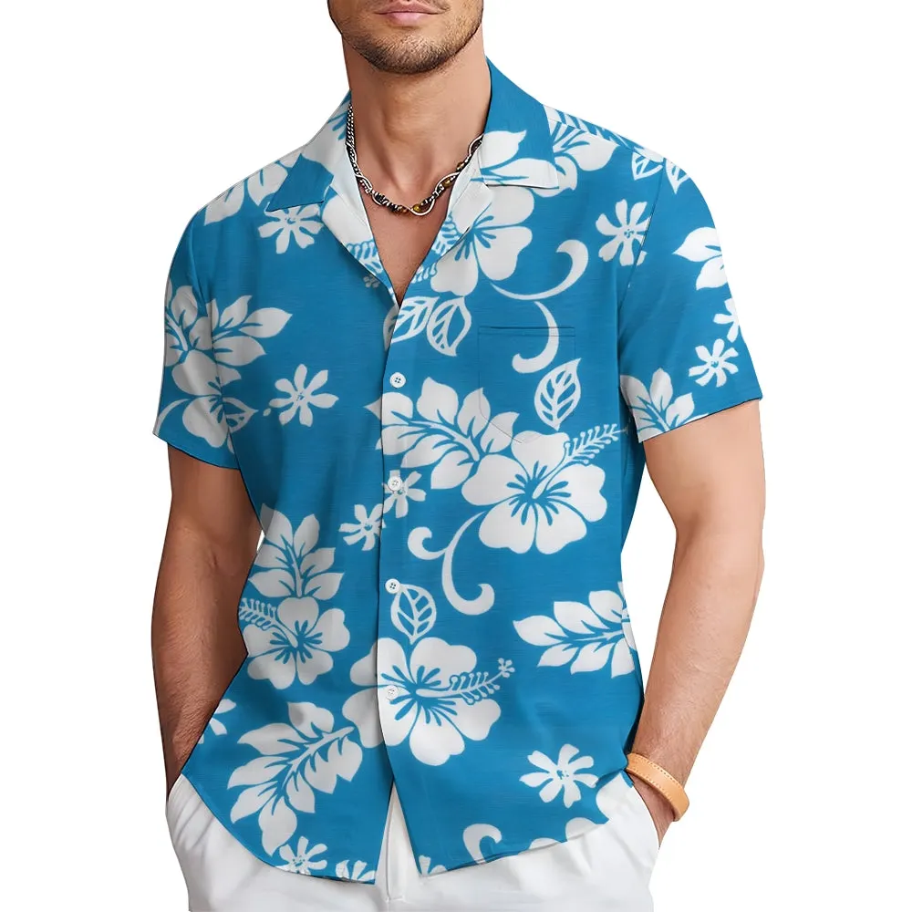 Hawaiian Flower Multicolor Casual Oversized Short Sleeve Shirt 2408000576