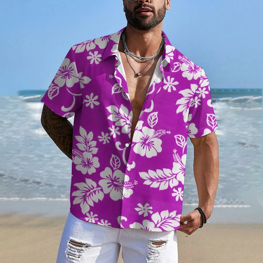 Hawaiian Flower Multicolor Casual Oversized Short Sleeve Shirt 2408000576