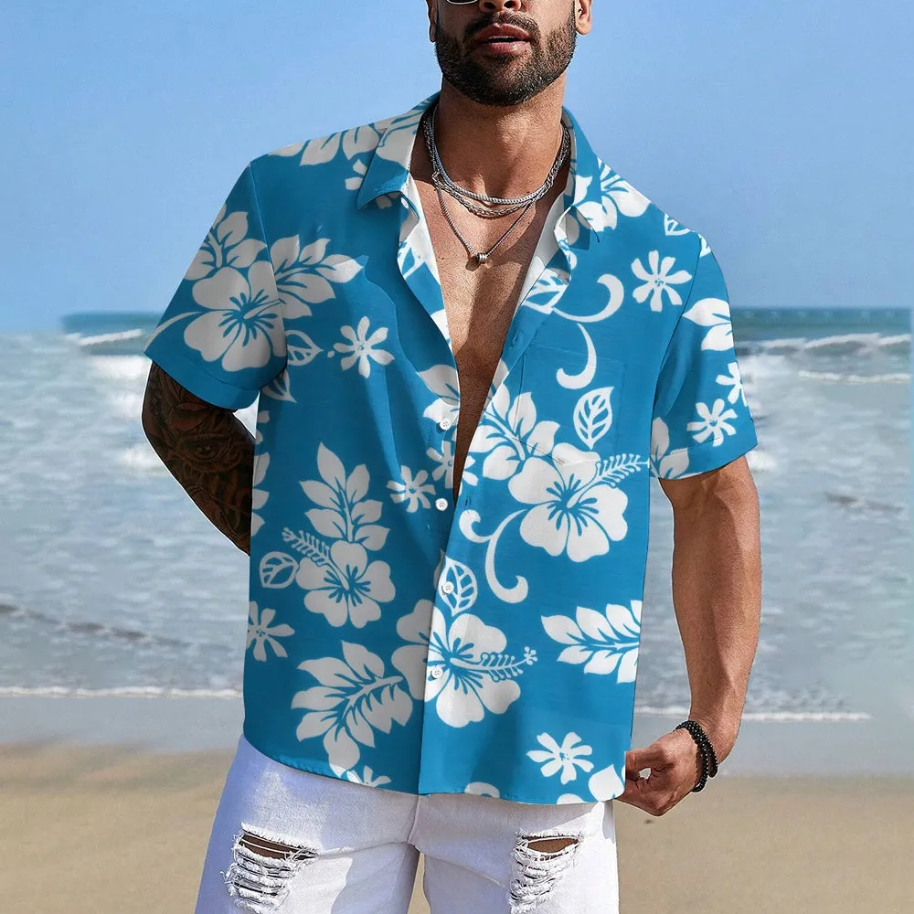 Hawaiian Flower Multicolor Casual Oversized Short Sleeve Shirt 2408000576