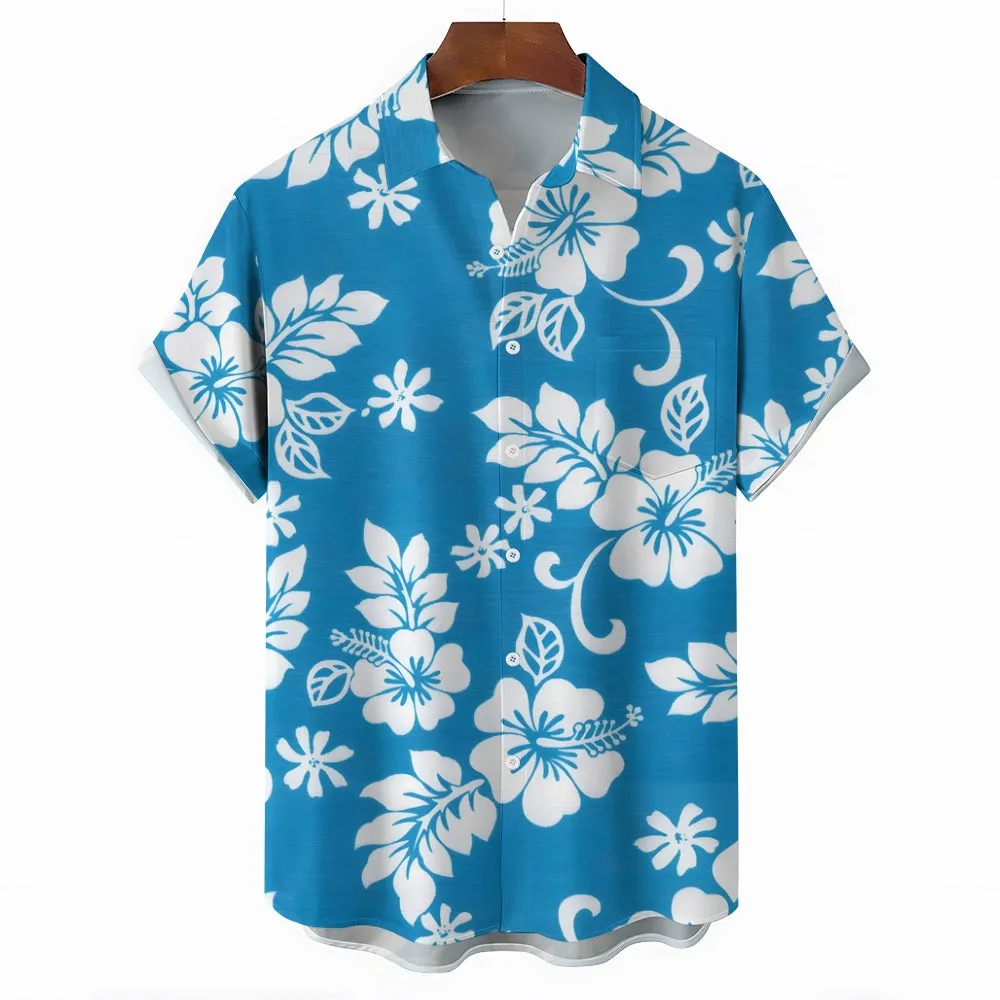 Hawaiian Flower Multicolor Casual Oversized Short Sleeve Shirt 2408000576