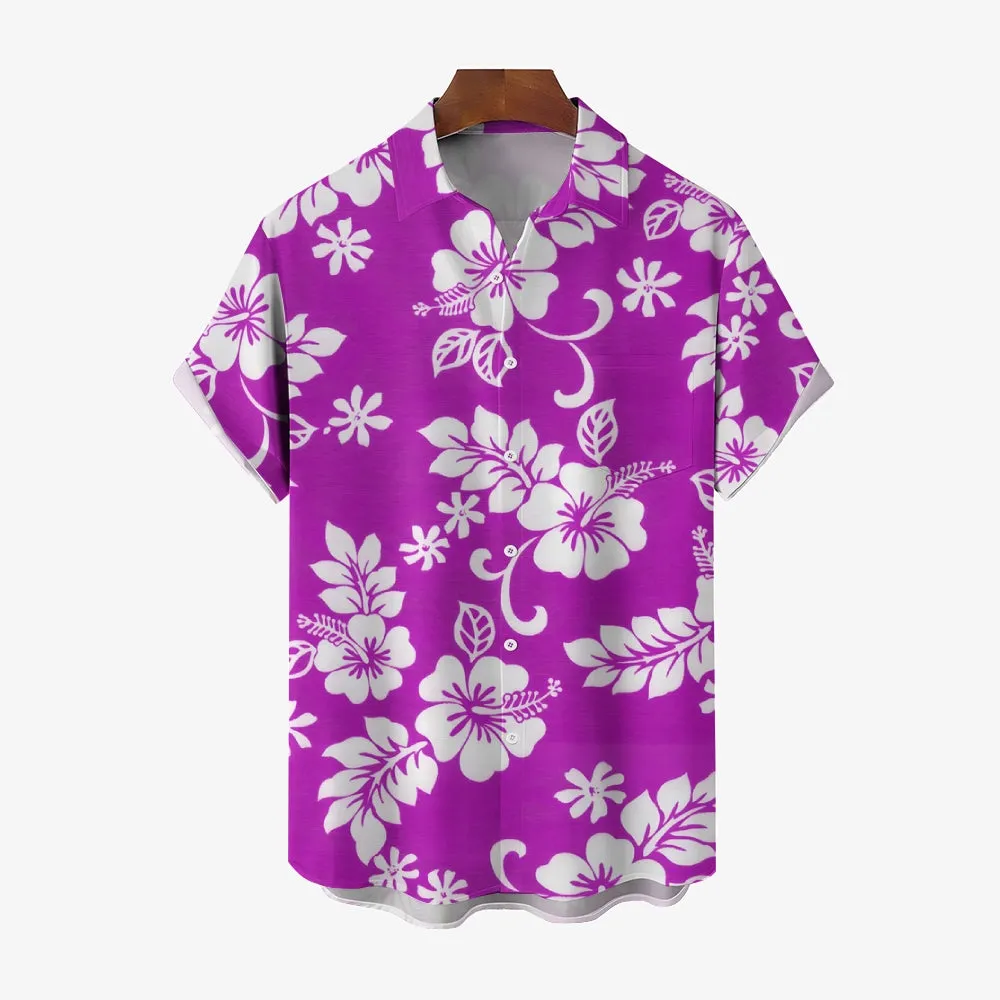 Hawaiian Flower Multicolor Casual Oversized Short Sleeve Shirt 2408000576