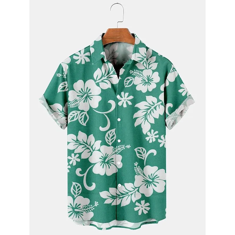 Hawaiian Flower Multicolor Casual Oversized Short Sleeve Shirt 2408000576