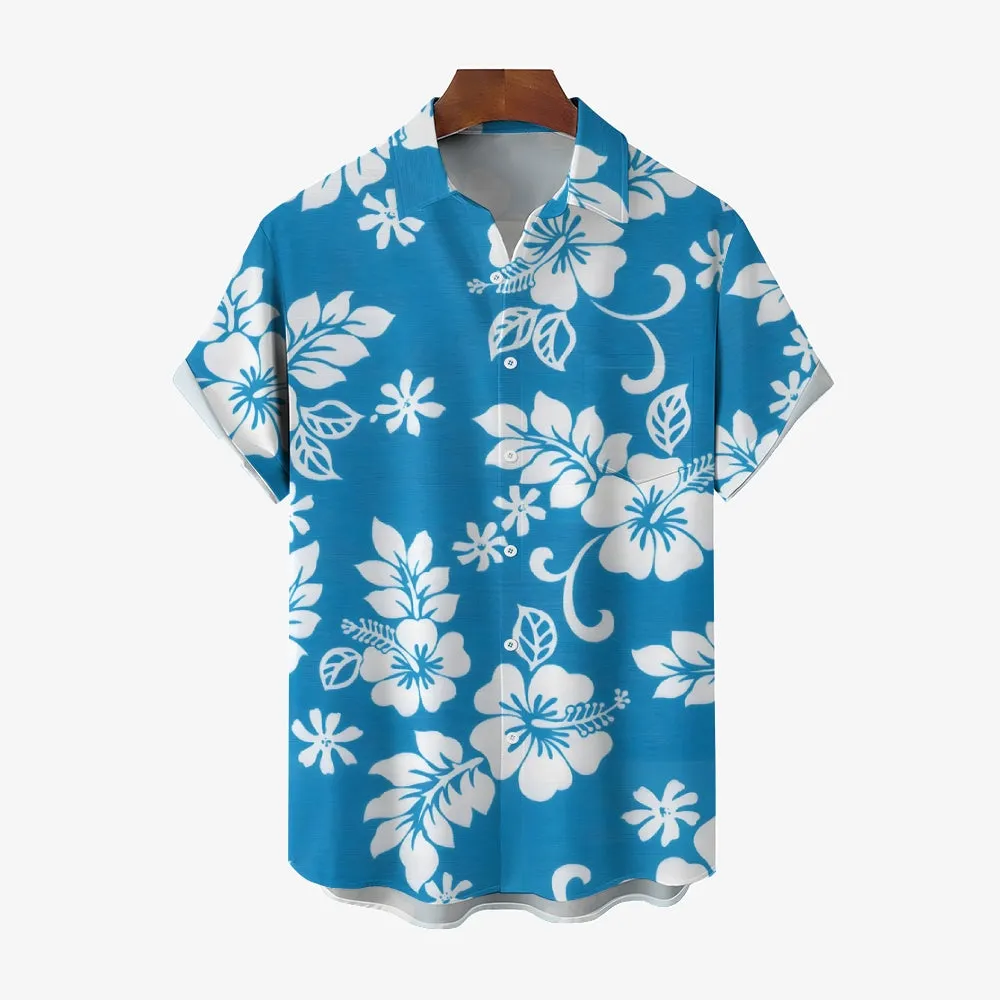 Hawaiian Flower Multicolor Casual Oversized Short Sleeve Shirt 2408000576