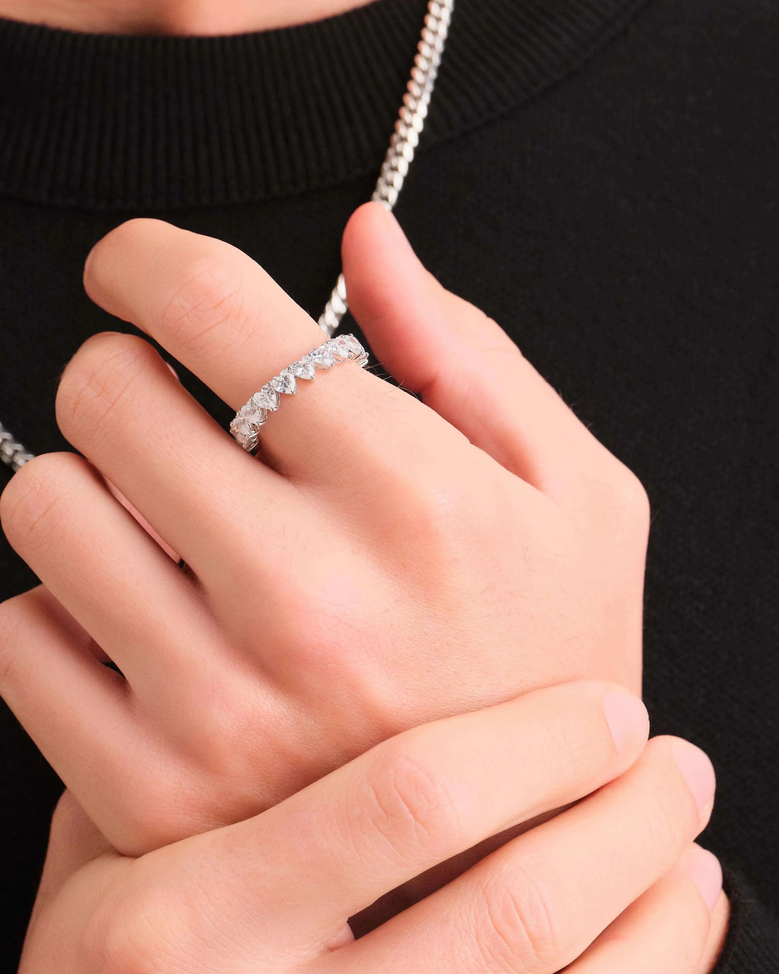 Heart Eternity Ring - Silver