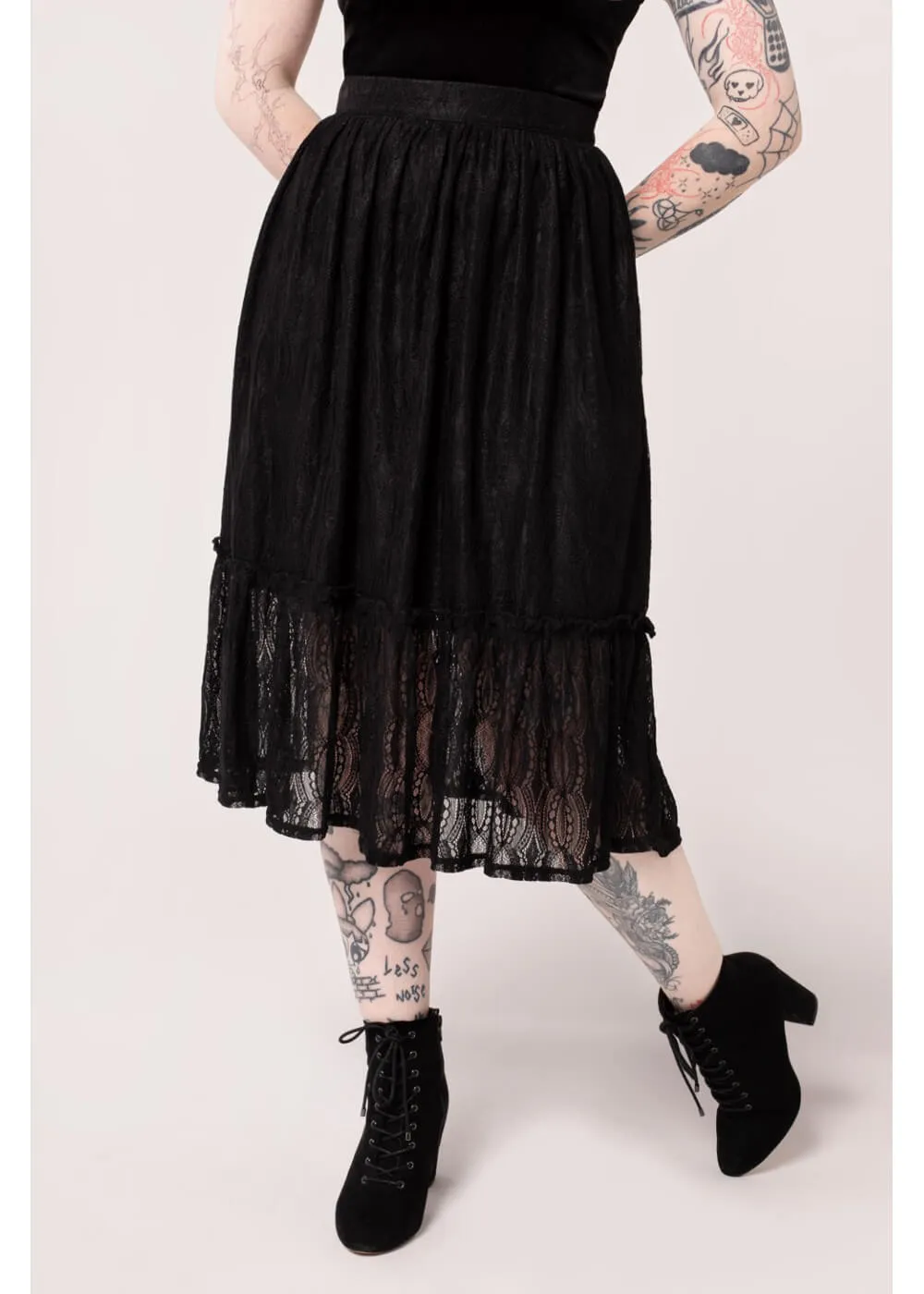 Hell Bunny Rhea Lace Skirt Black