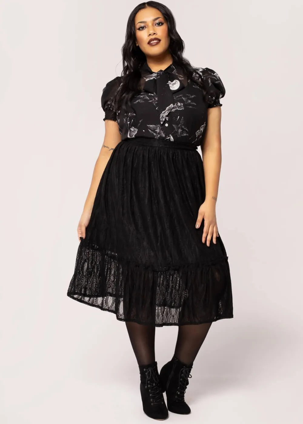 Hell Bunny Rhea Lace Skirt Black
