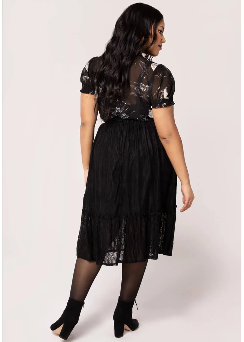 Hell Bunny Rhea Lace Skirt Black