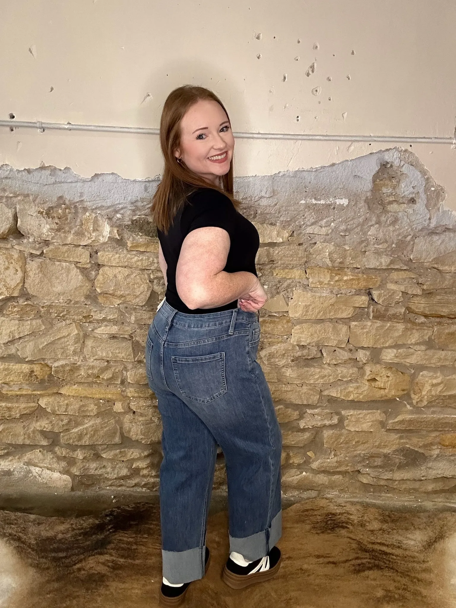 High rise cuffed cropped jeans