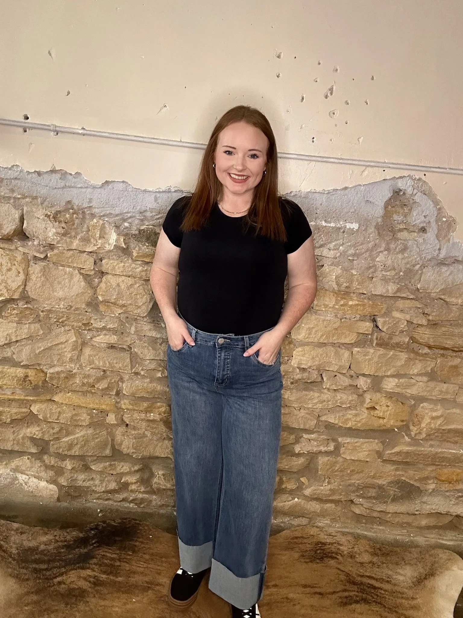 High rise cuffed cropped jeans