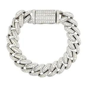 Hip Hop Iced Out Men's 14mm Cuban Link Cubic Zirconia 8.5" Bracelet - C305349