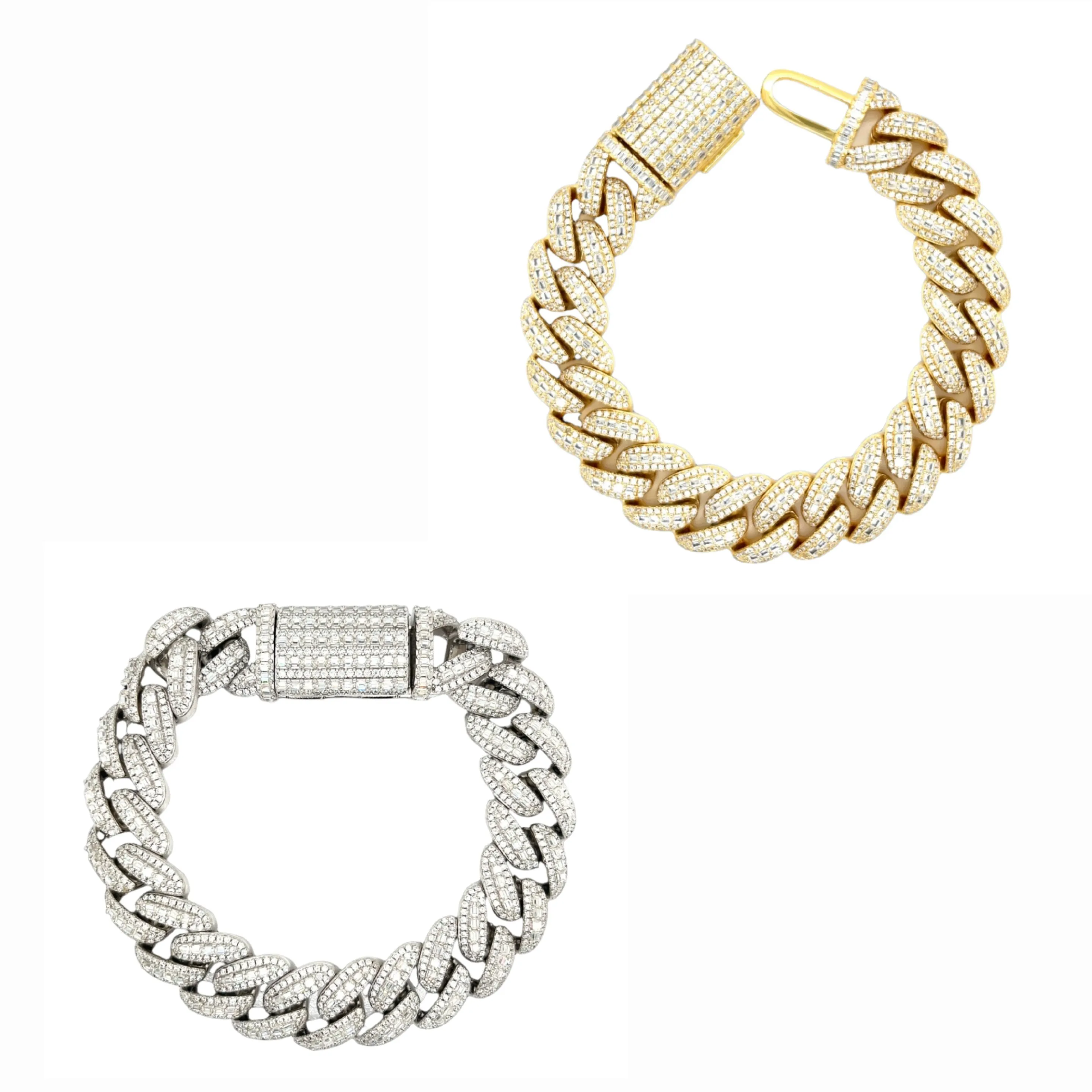 Hip Hop Iced Out Men's 14mm Cuban Link Cubic Zirconia 8.5" Bracelet - C305349