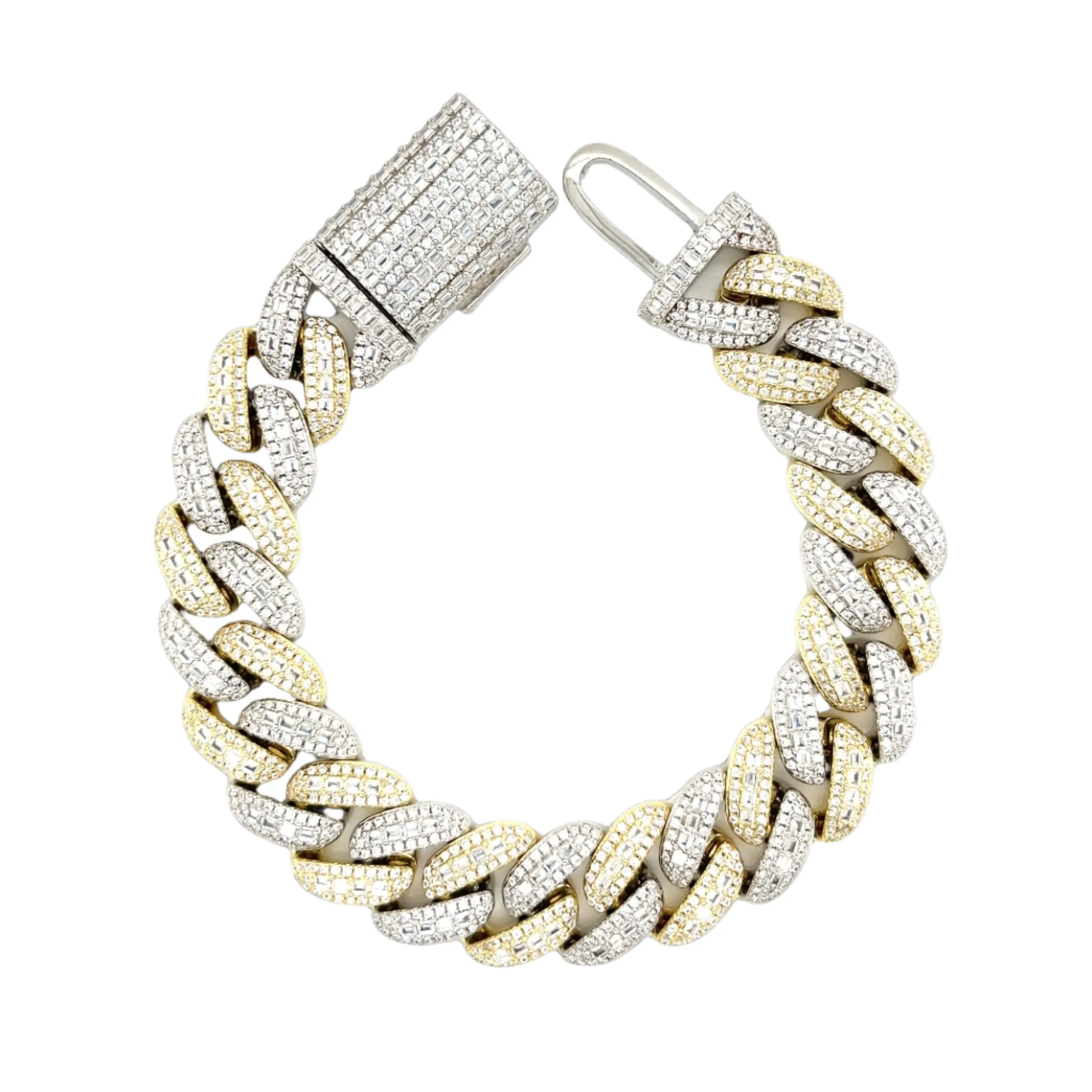 Hip Hop Iced Out Men's 14mm Cuban Link Cubic Zirconia 8.5" Bracelet - C305349