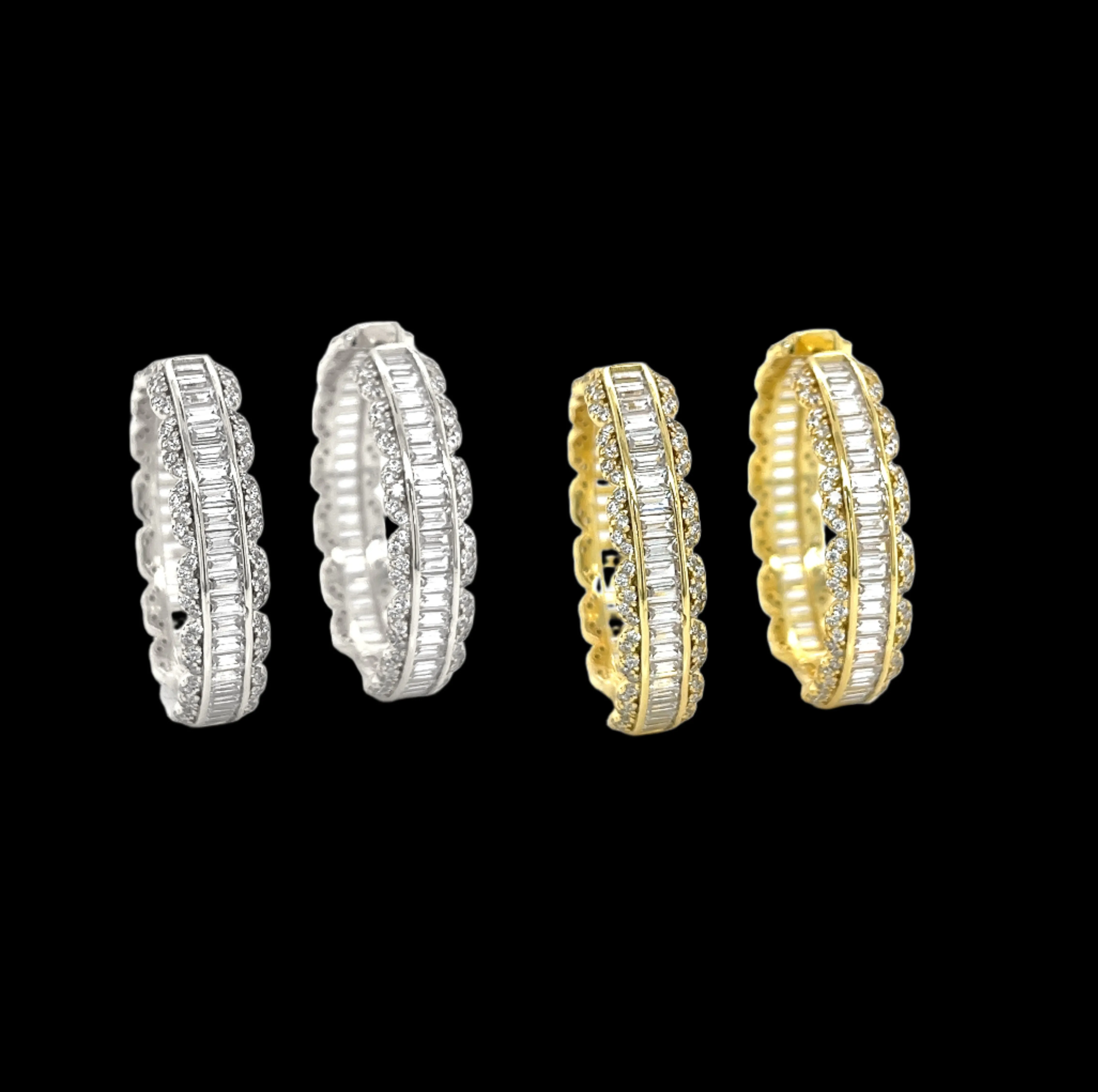 Hoop & Huggies Baguette Cubic Zirconia Sterling Earrings - C2314169