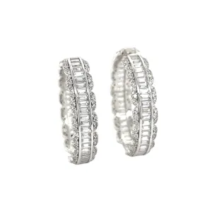 Hoop & Huggies Baguette Cubic Zirconia Sterling Earrings - C2314169