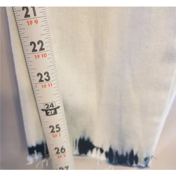 I&amp;M JEANS Blue Denim Emma Tie Dye Size 13 Skinny Black Label Midrise Frayed NWT